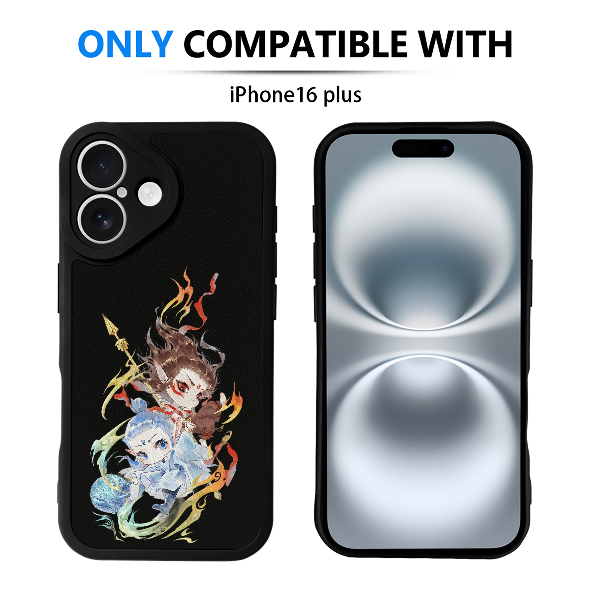 （画像用） Ne Zha 2 ナタ 魔童の大暴れ 【iPhone 16シリーズ対応】シリコンスマホケース（レザー調） 材質：シリコン